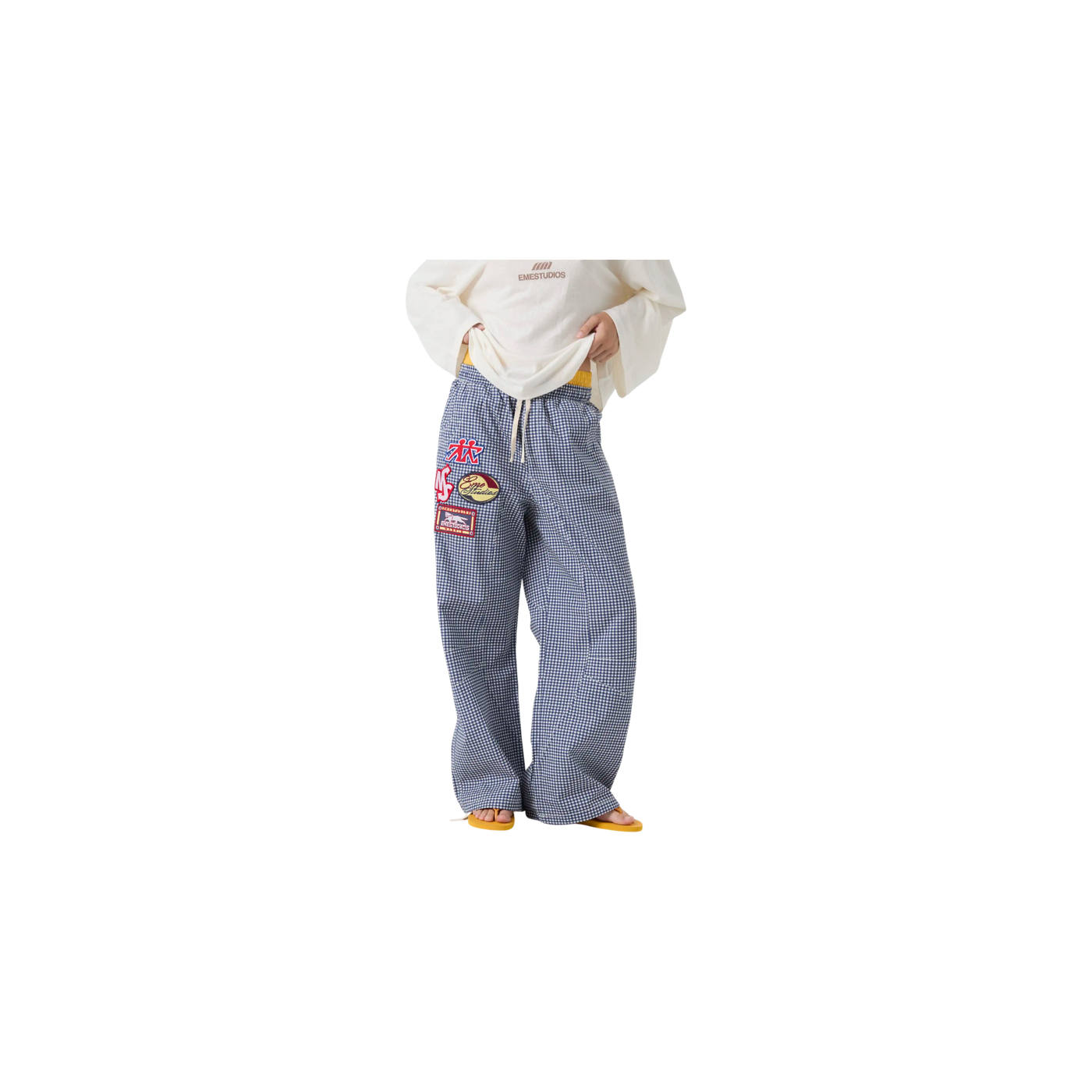 Eme Studios Patches Vichy Indigo Cargo Pants