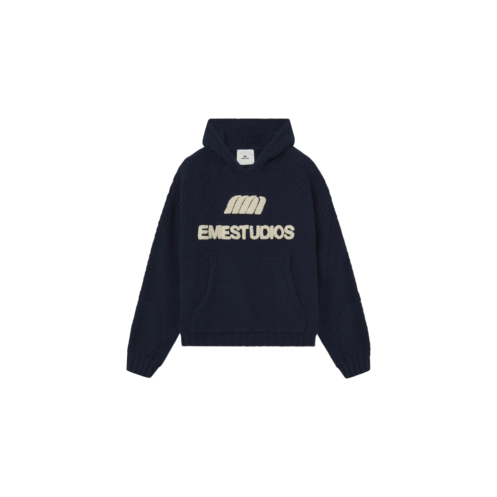Eme Studios Pidgey Navy Knitted Oversized Hoodie