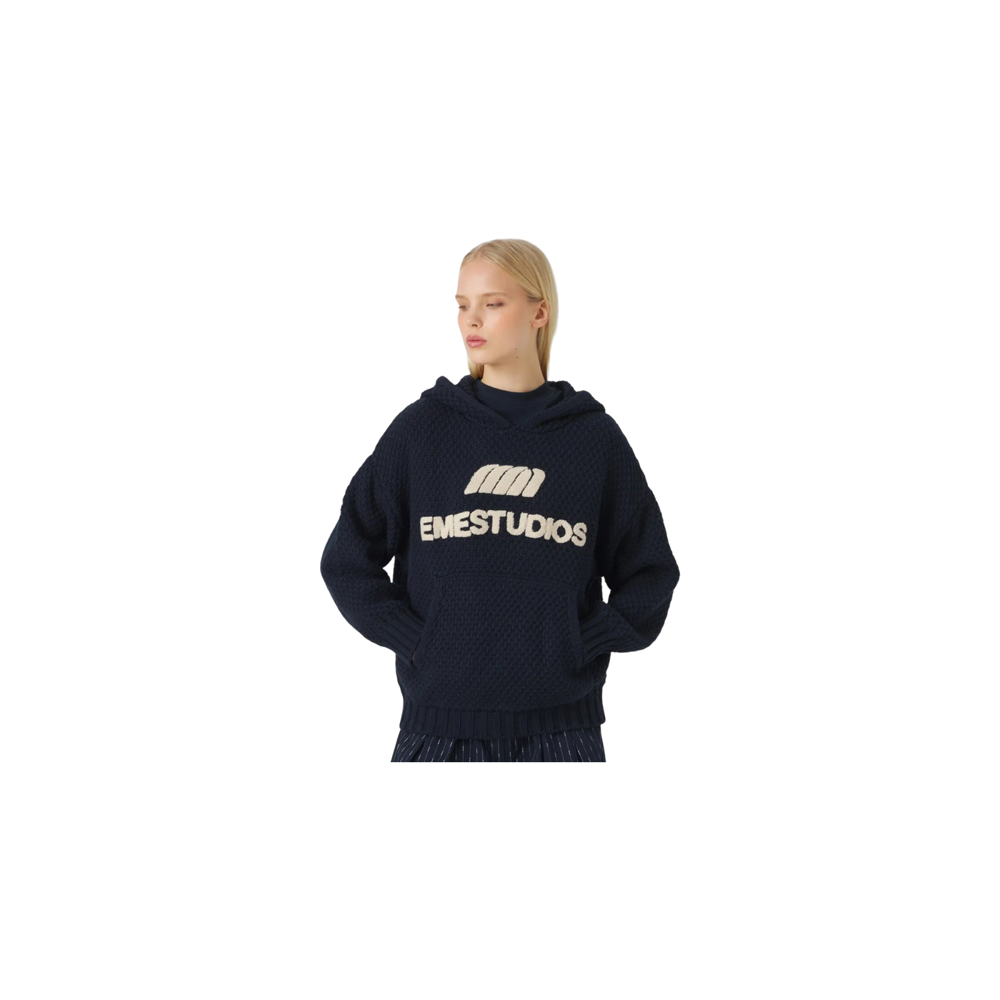 Eme Studios Pidgey Navy Knitted Oversized Hoodie