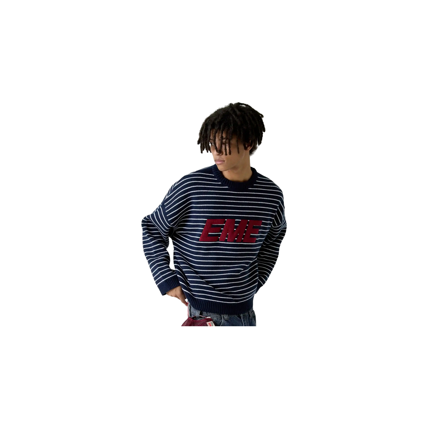 Eme Studios Pinstripe Night Sky Knit Sweater