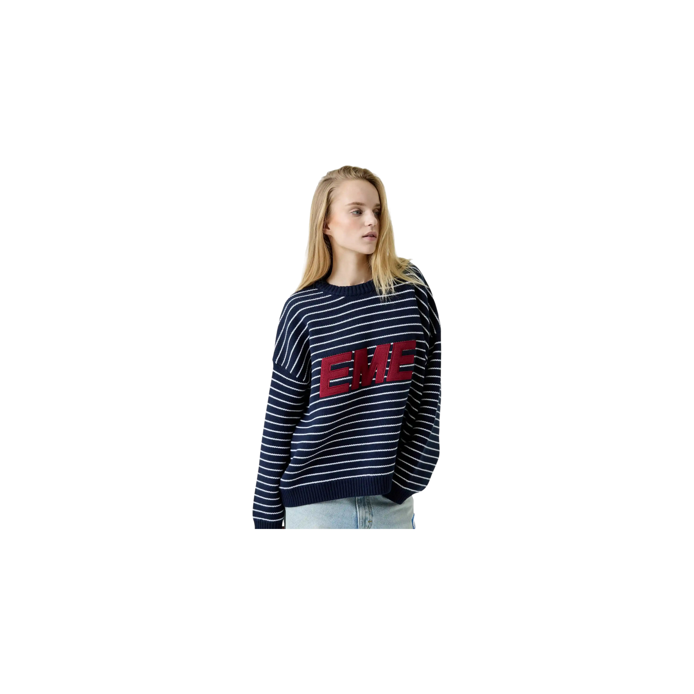 Eme Studios Pinstripe Night Sky Knit Sweater