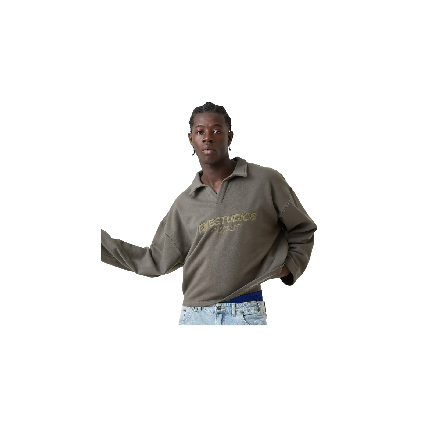 Eme Studios Playtime Olive Polo Crewneck