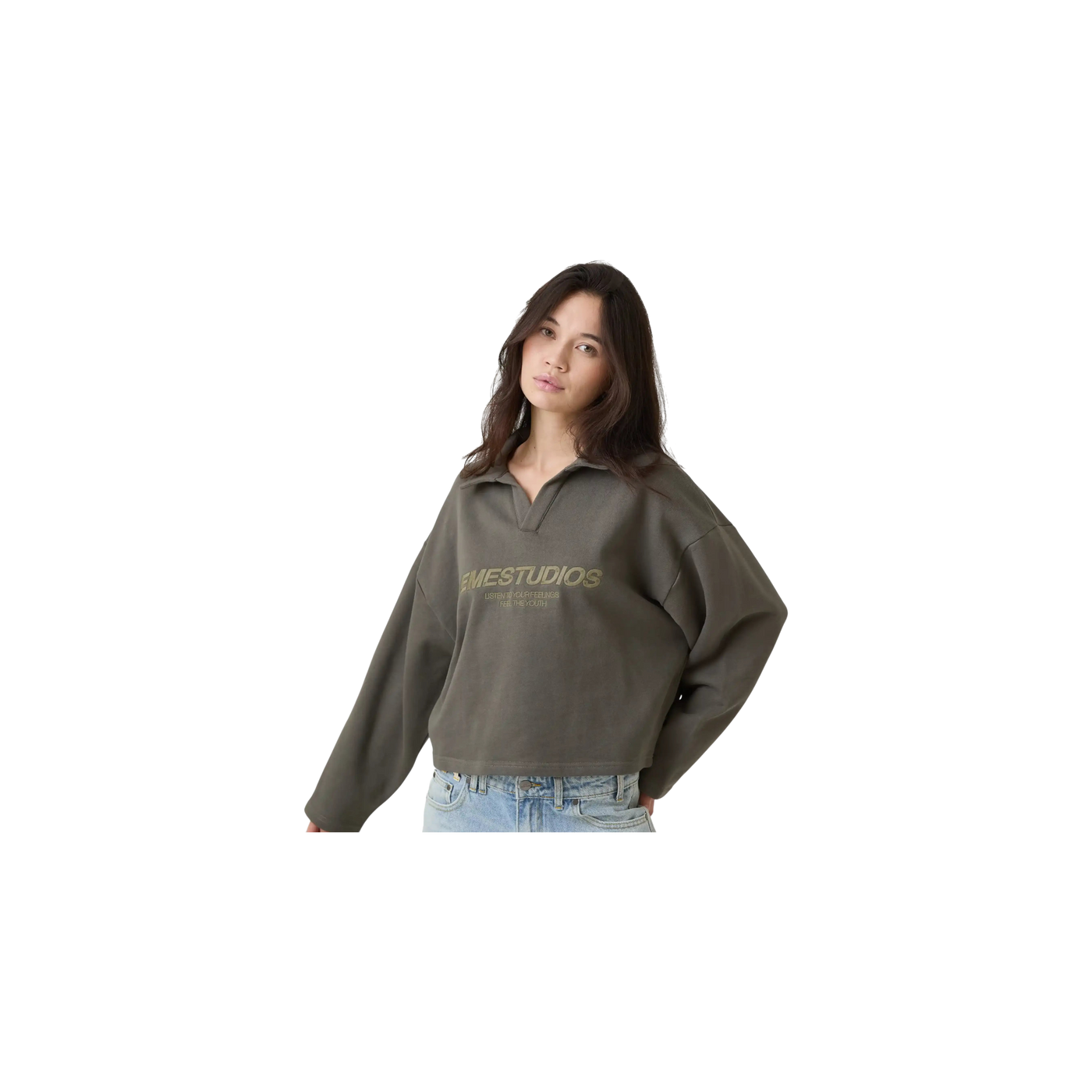 Eme Studios Playtime Olive Polo Crewneck
