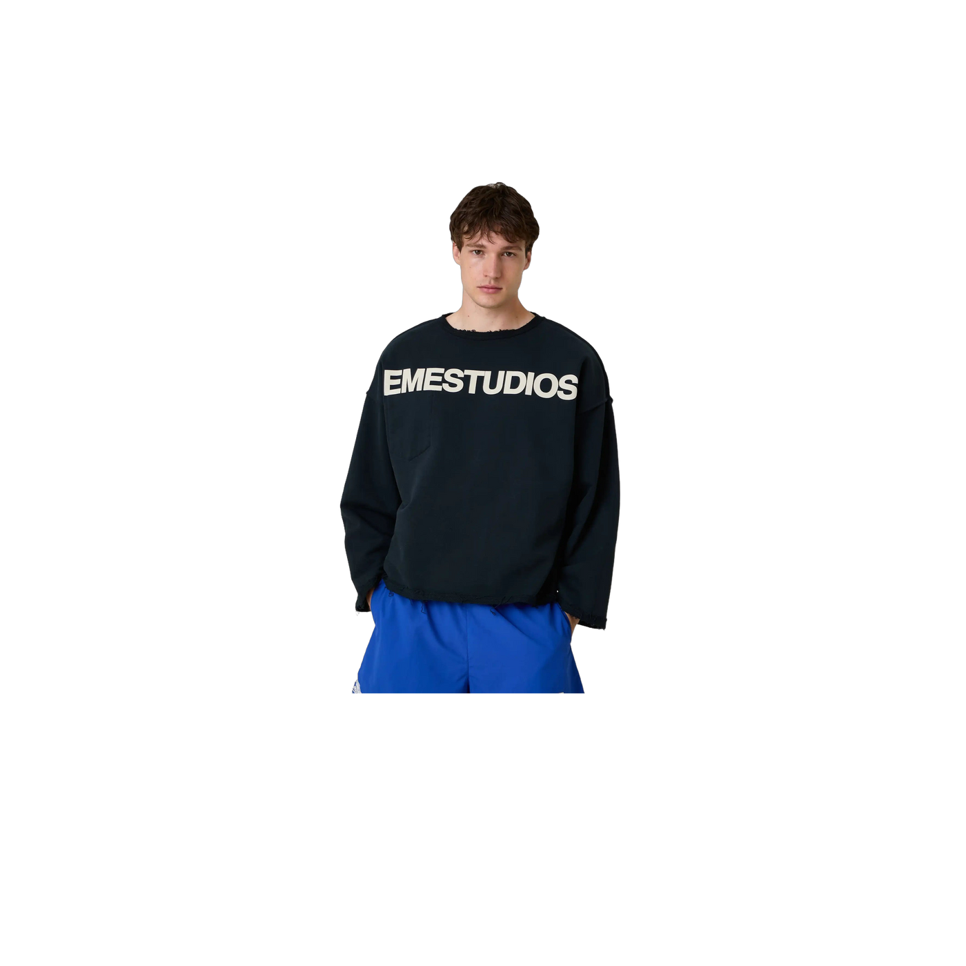 Eme Studios Pocket Navy Reverse Crewneck