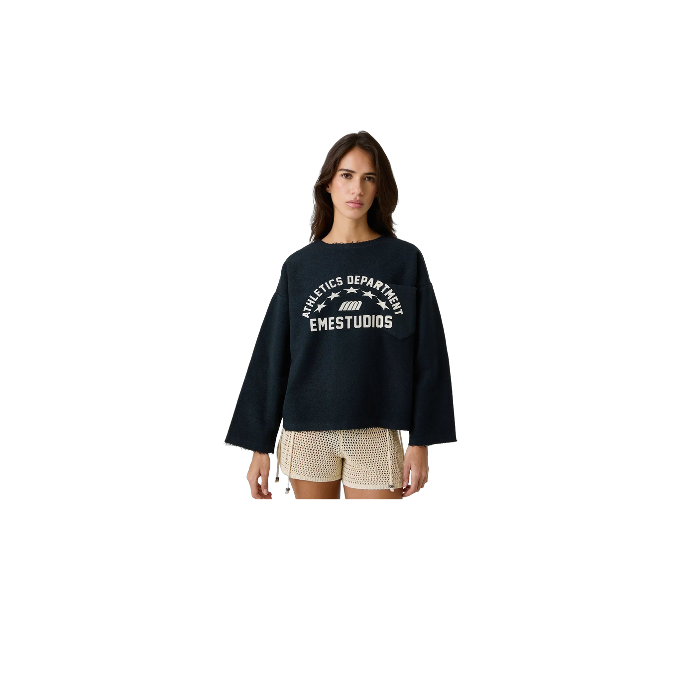 Eme Studios Pocket Navy Reverse Crewneck
