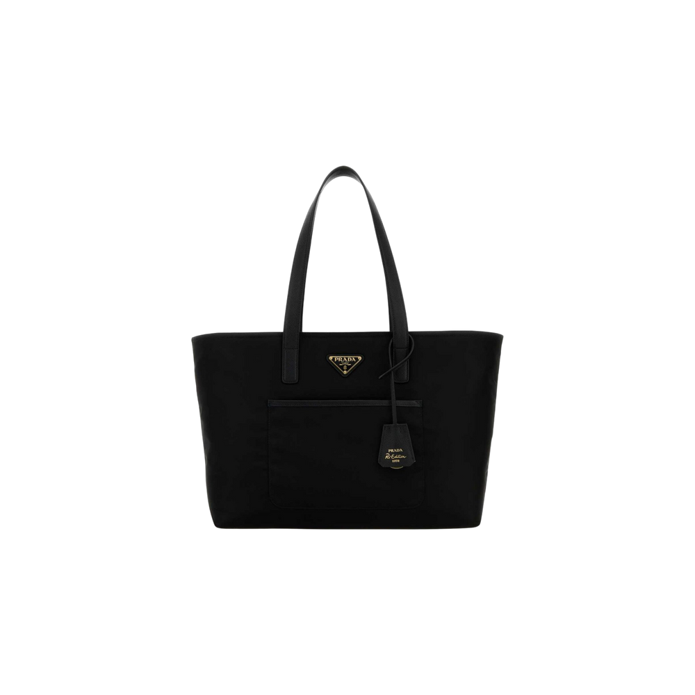 Prada Logo Plaque Tote Bag