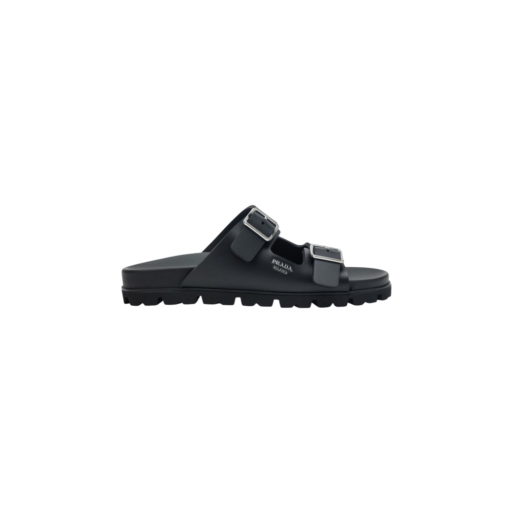 Prada Round-Toe Slip-On Sandals