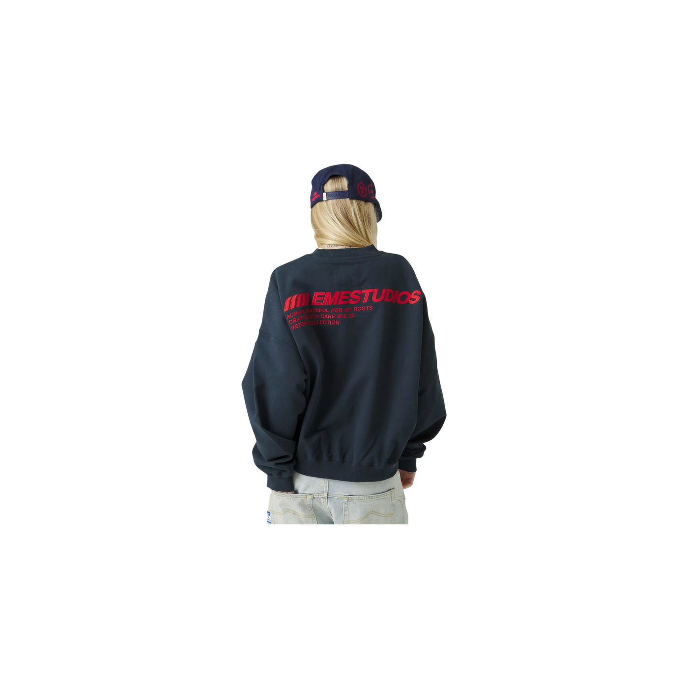 Eme Studios Roots Navy Oversized Crewneck