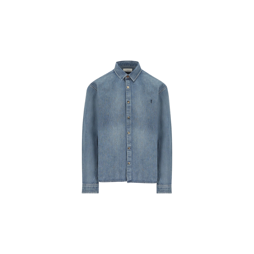 Saint Laurent Cassandre Button-Up Denim Shirt