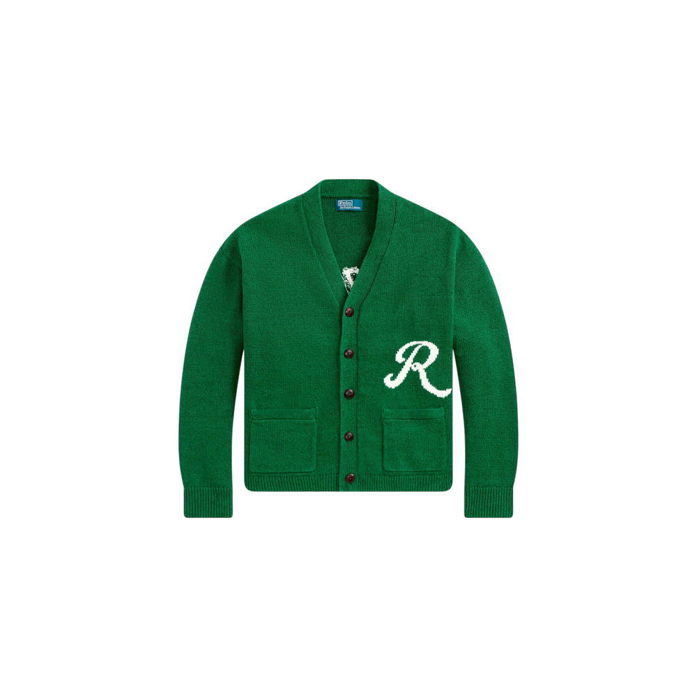 Polo Ralph Lauren Cardigan With Linen Dark Green / White