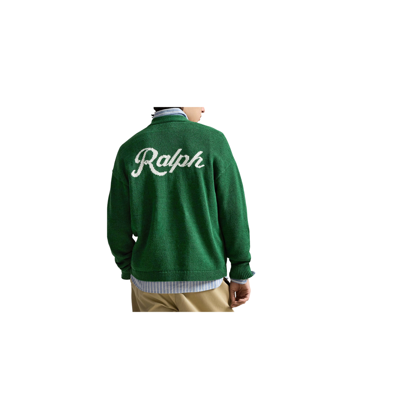 Polo Ralph Lauren Cardigan With Linen Dark Green / White