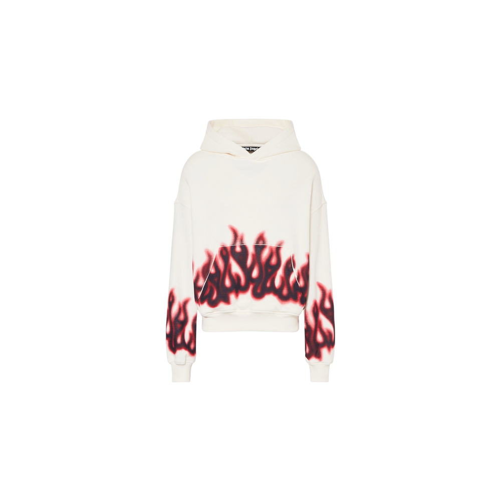 Palm Angels Oversized Hoodie Flames Ecru