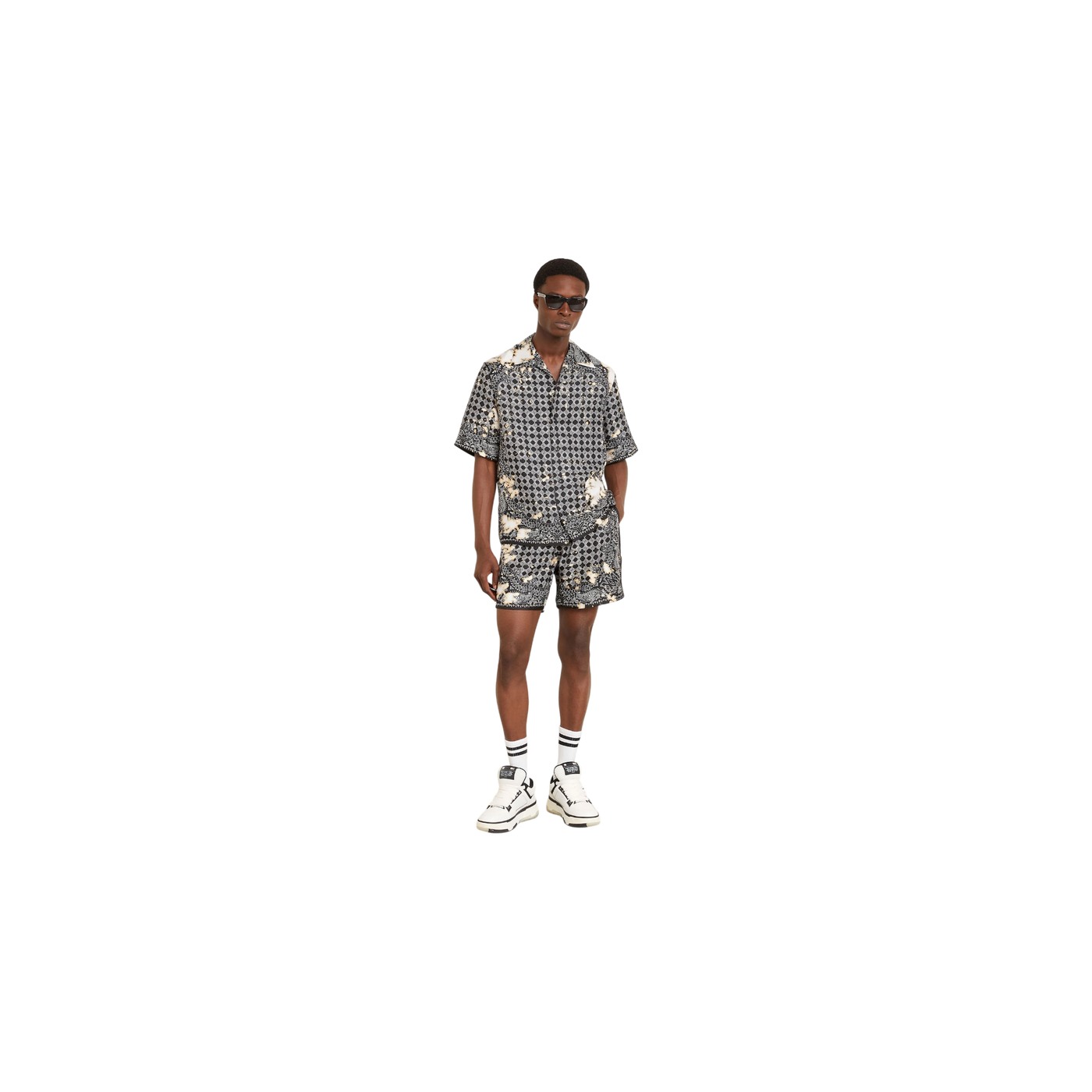 Amiri Silk Shorts Black / White / Beige