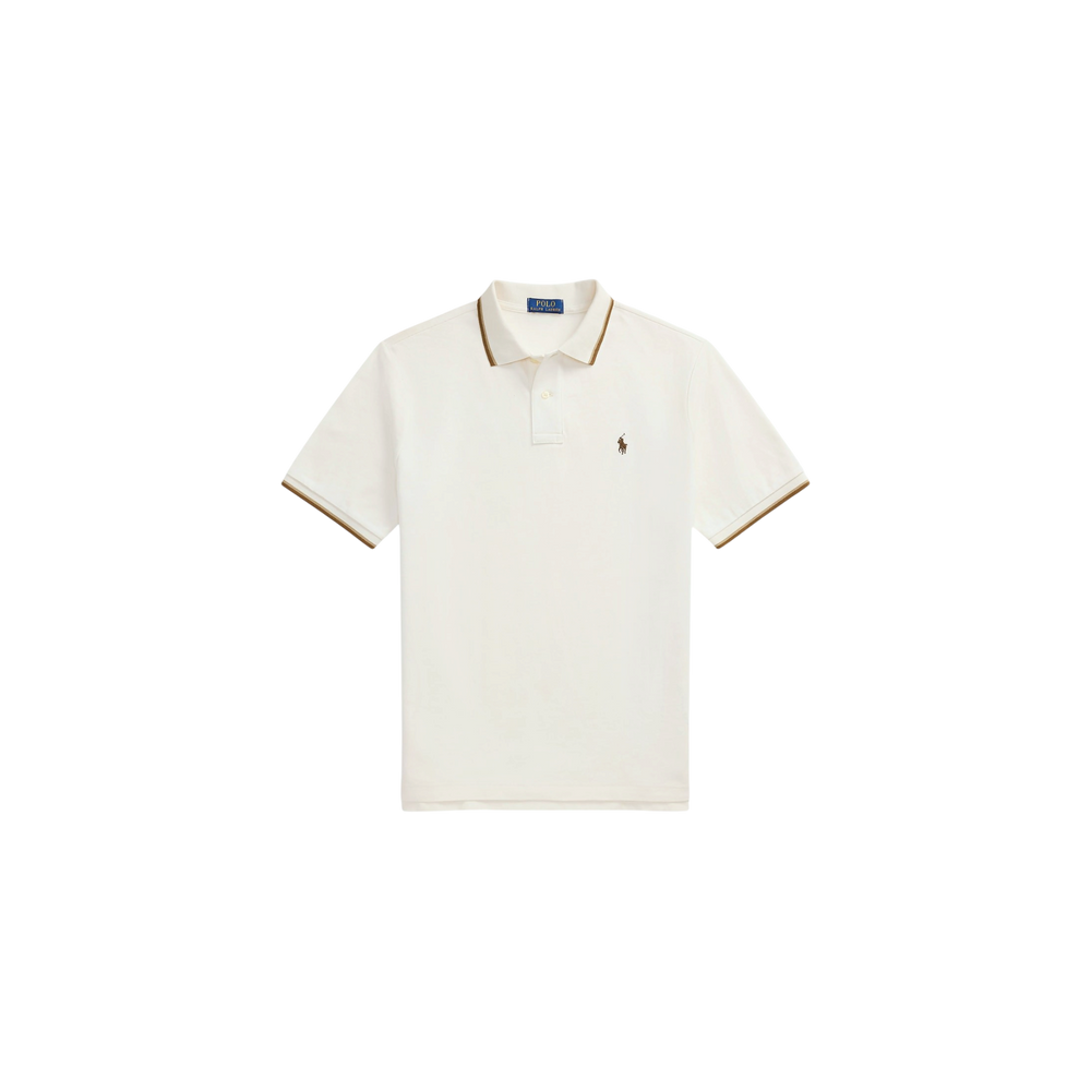Polo Ralph Lauren Piqué Polo Shirt Custom Slim Fit Cream