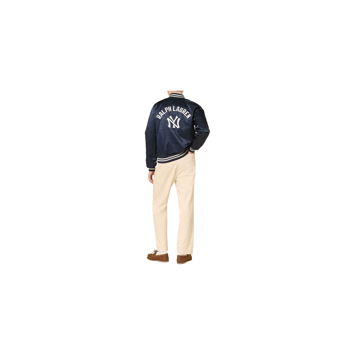 Polo Ralph Lauren College Jacket In Satin Dark Blue / White