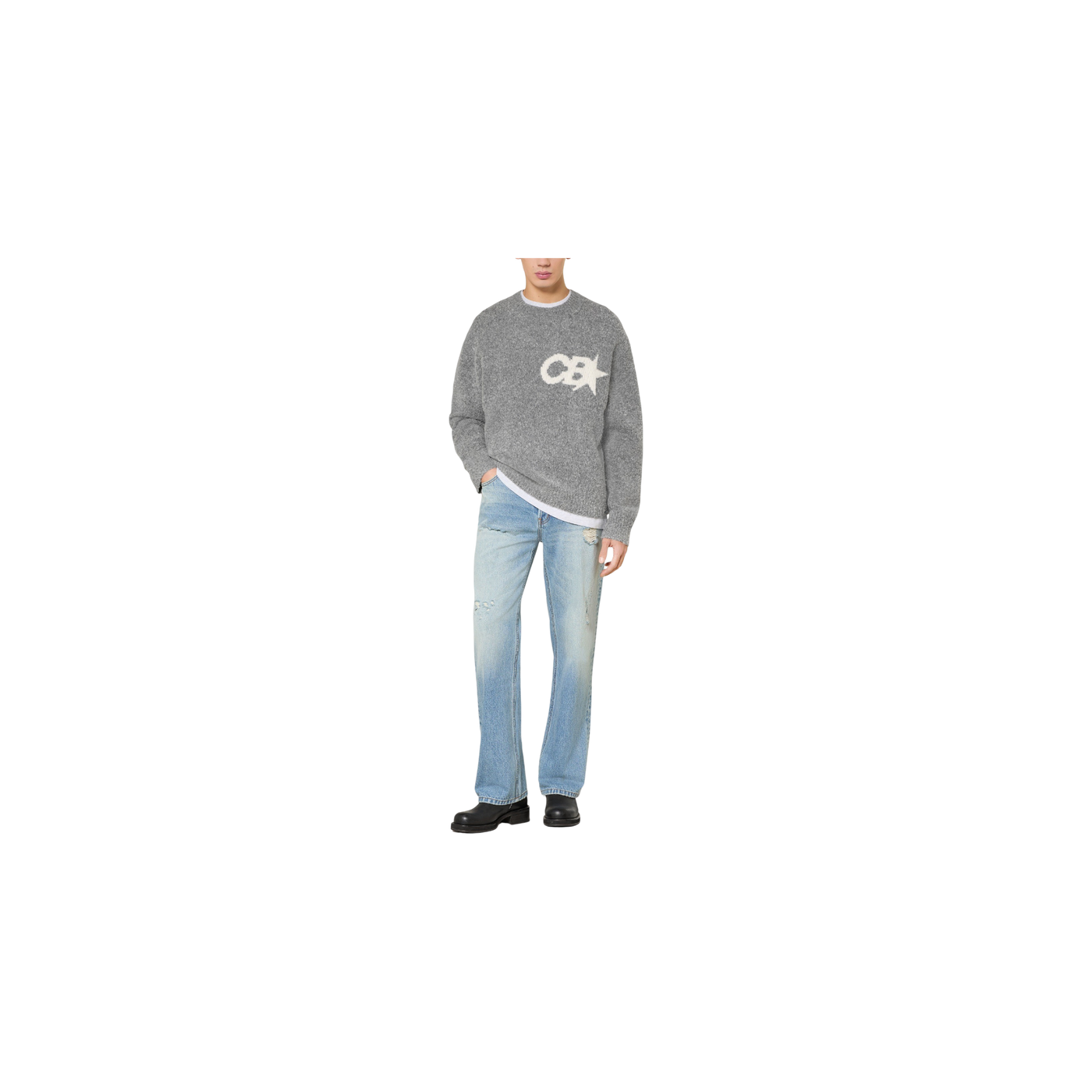 Cole Buxton Cb Star Sweater Gray / White