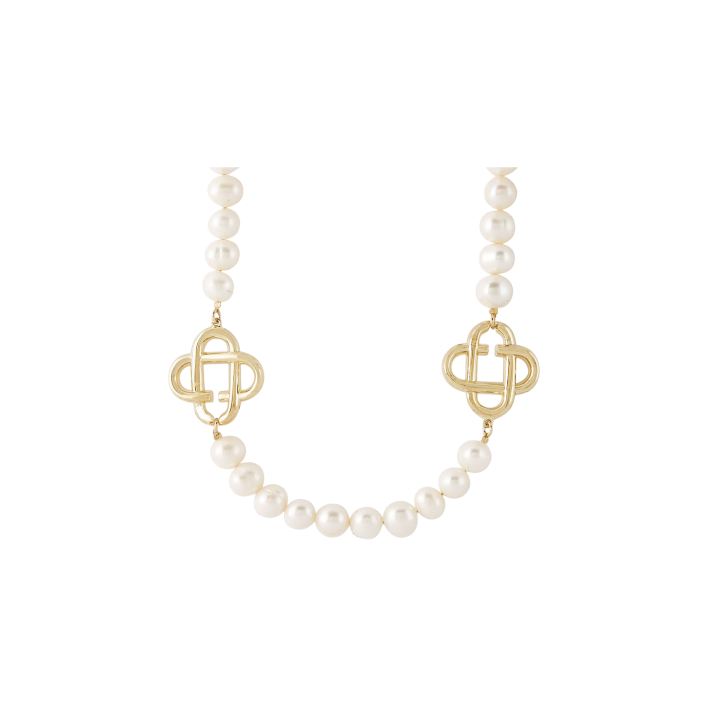 Casablanca Medium Pearl Logo Necklace With 18 Carat Gold Plating White / Gold