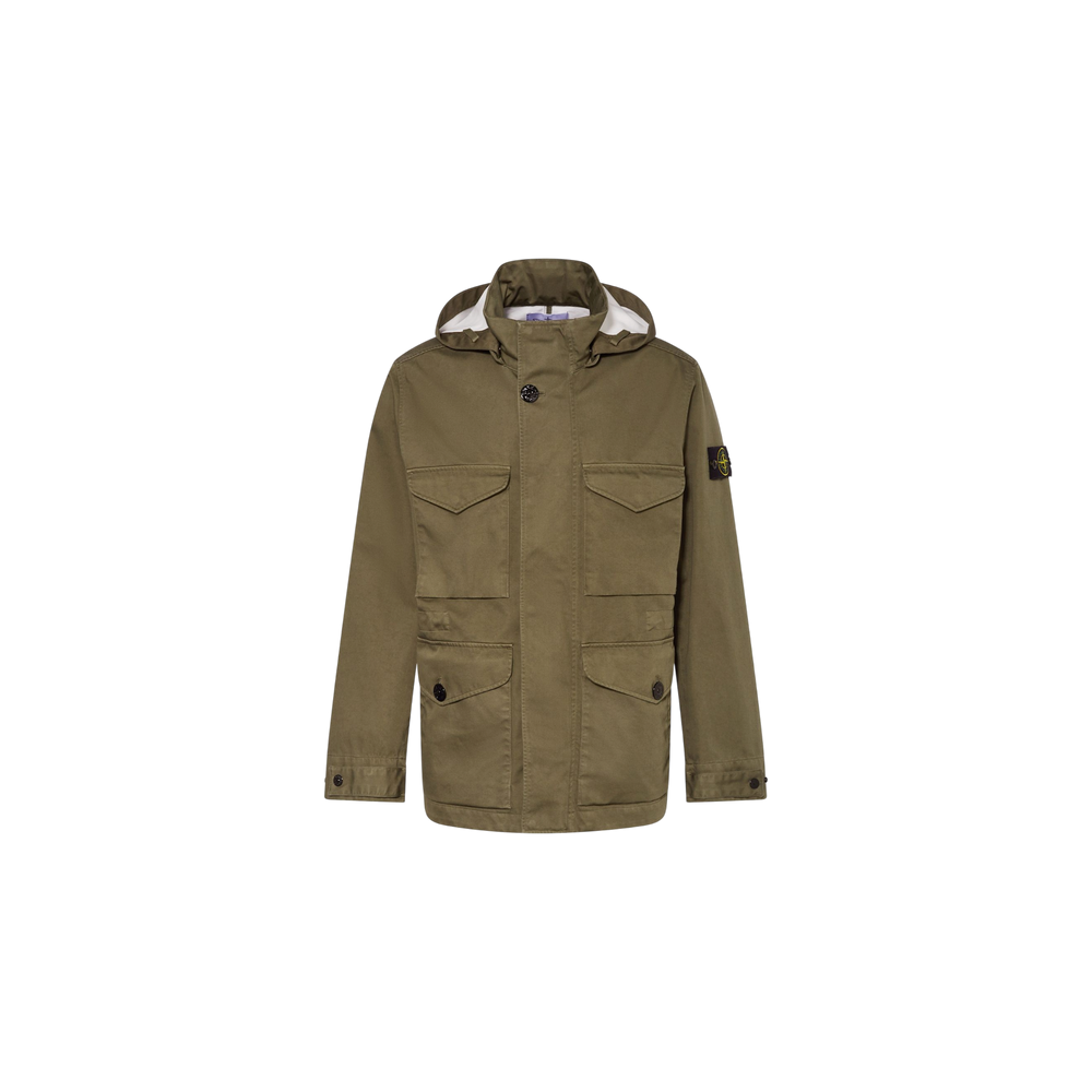 Stone Island Parka With Detachable Hood Olive