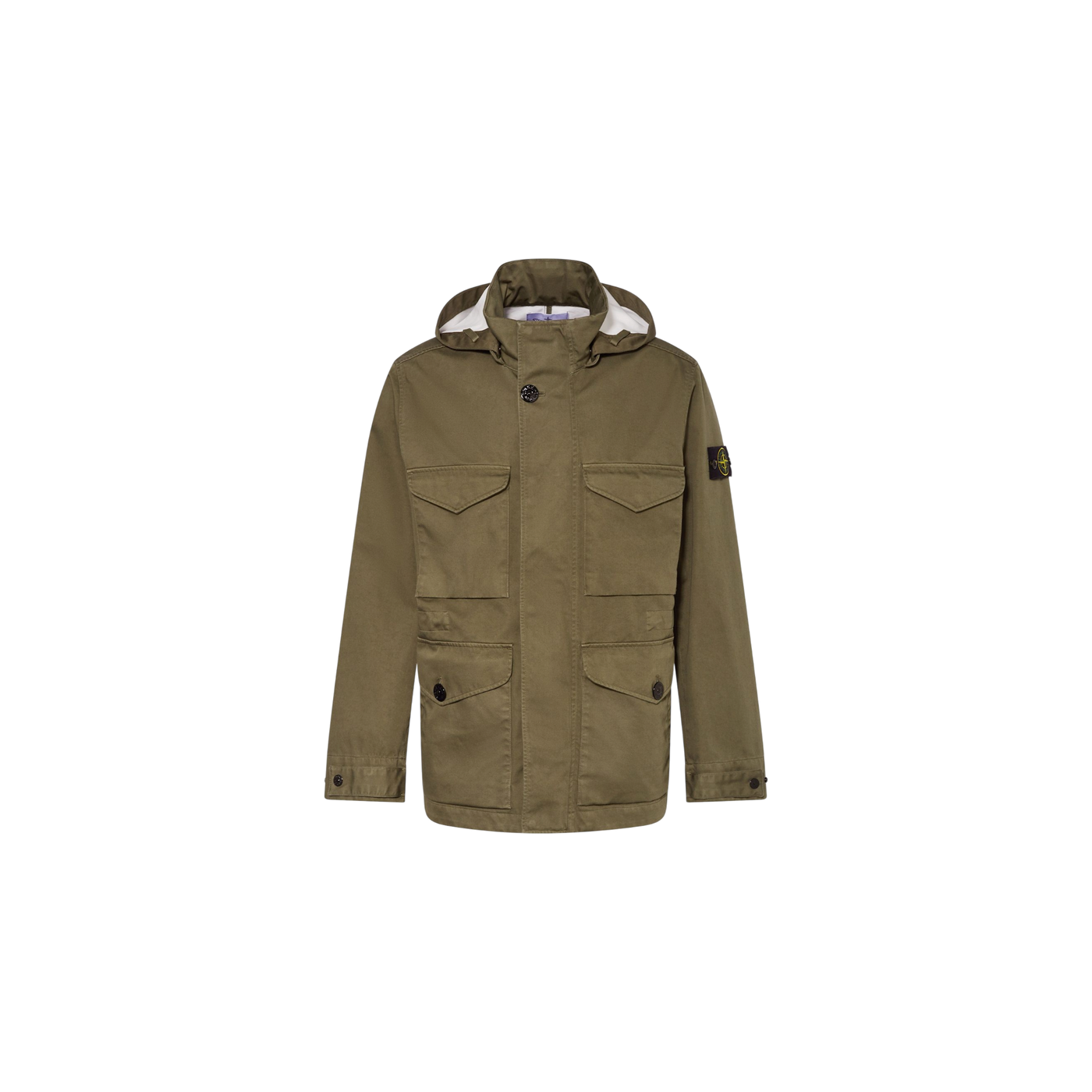 Stone Island Parka With Detachable Hood Olive