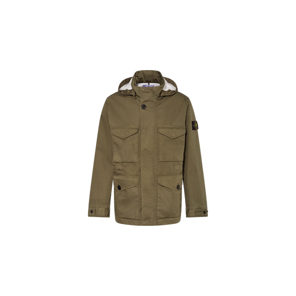 Stone Island Parka With Detachable Hood Olive