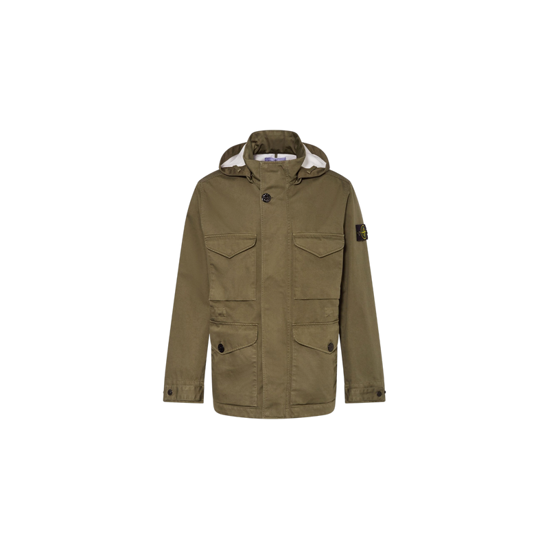 Stone Island Parka With Detachable Hood Olive