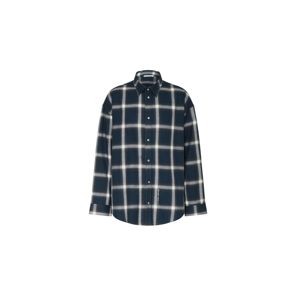 Acne Studios Shirt Comfort Fit Dark Blue / White