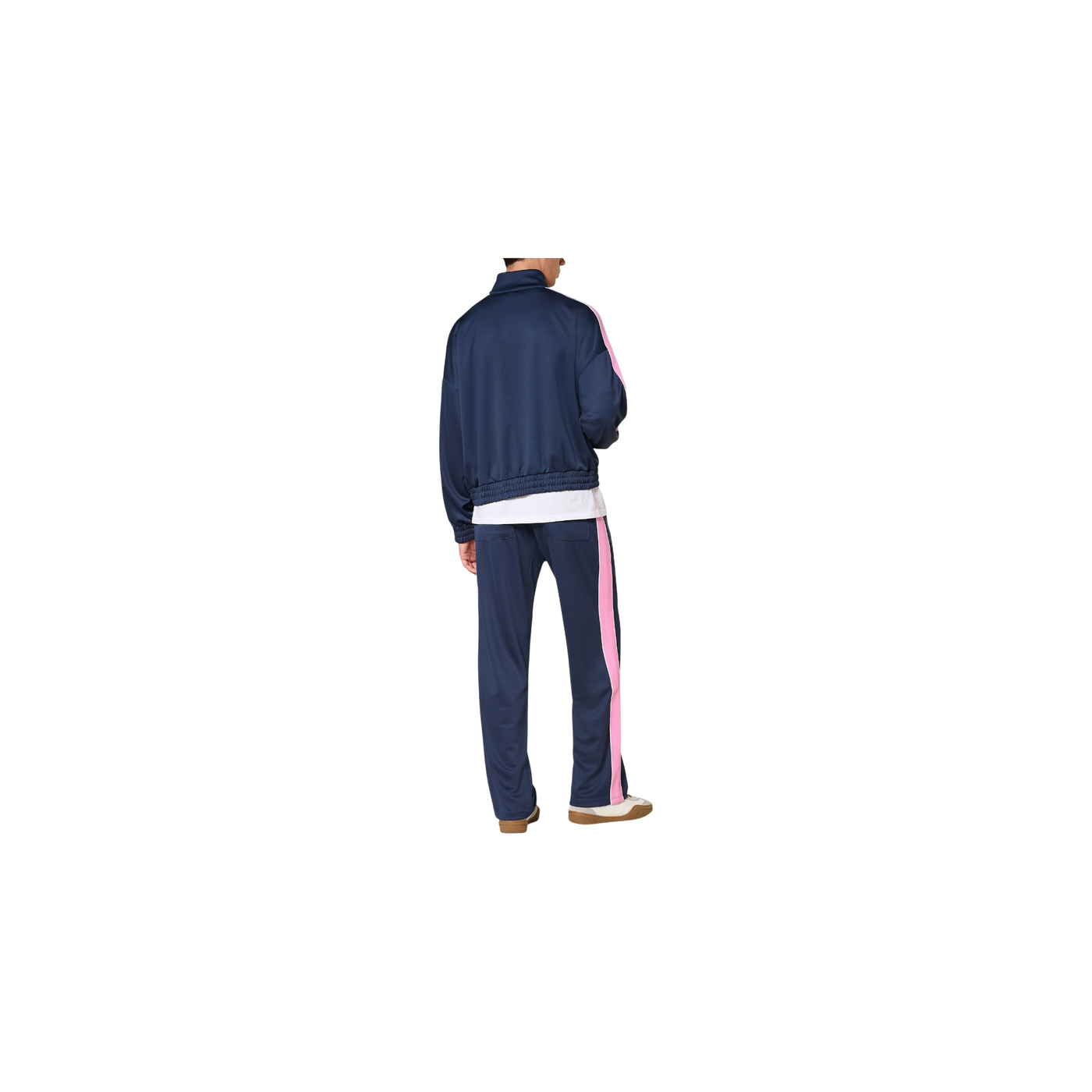 Cole Buxton Contrast Tape Sweat Jacket Dark Blue Pink