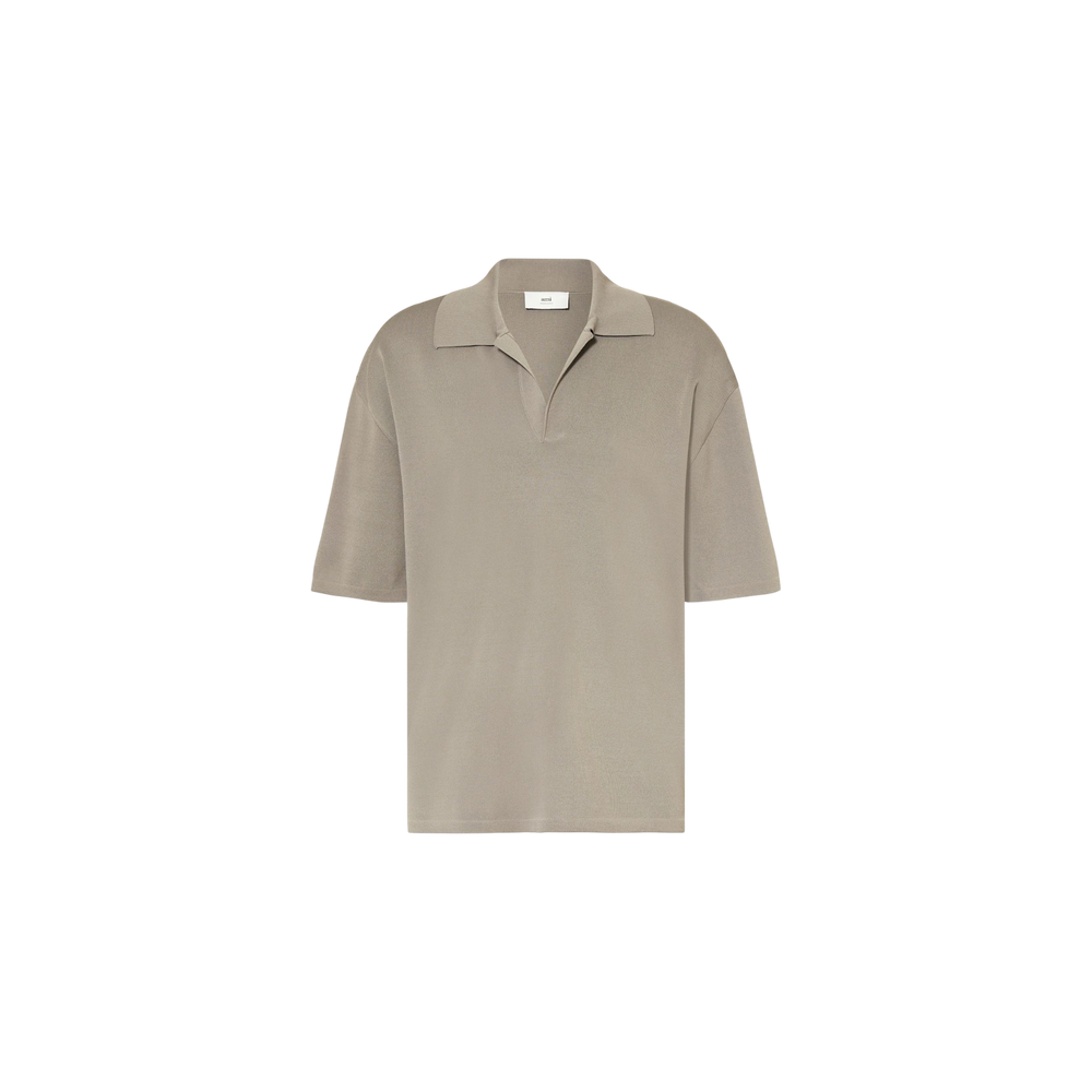 Ami Paris Knitted Polo Shirt Gray