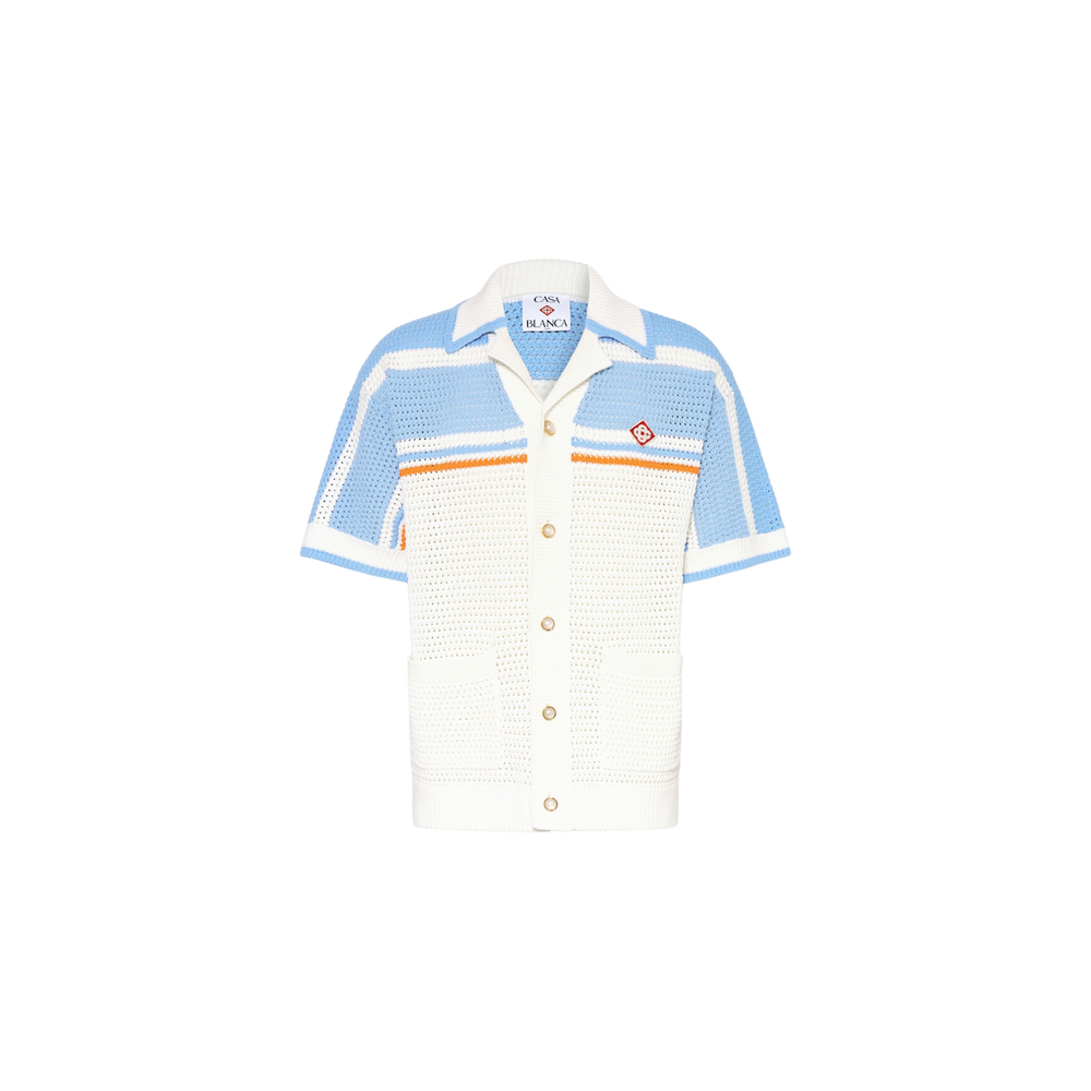 Casablanca Knit Shirt Comfort Fit White / Light Blue / Orange