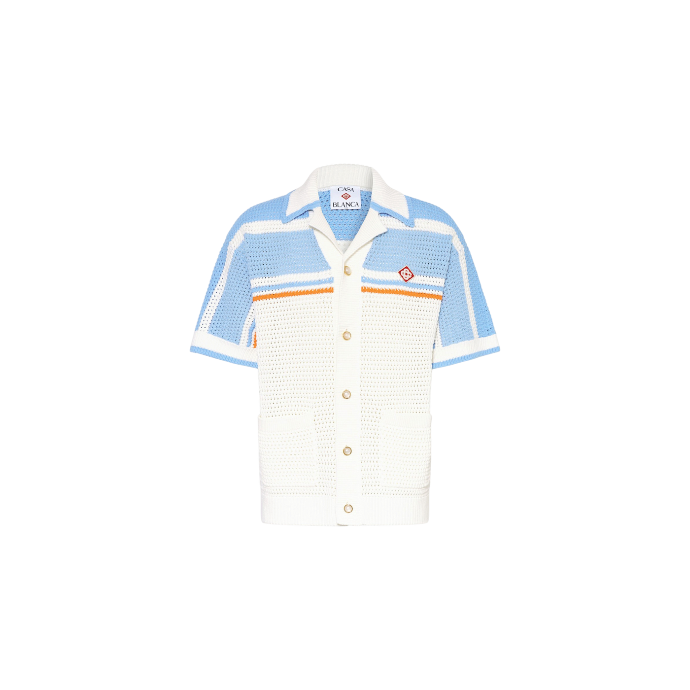 Casablanca Knit Shirt Comfort Fit White / Light Blue / Orange