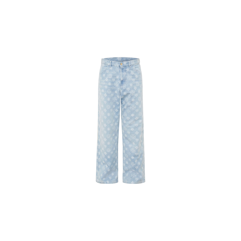 Casablanca Jeans Relaxed Fit Bleached Monogram Denim