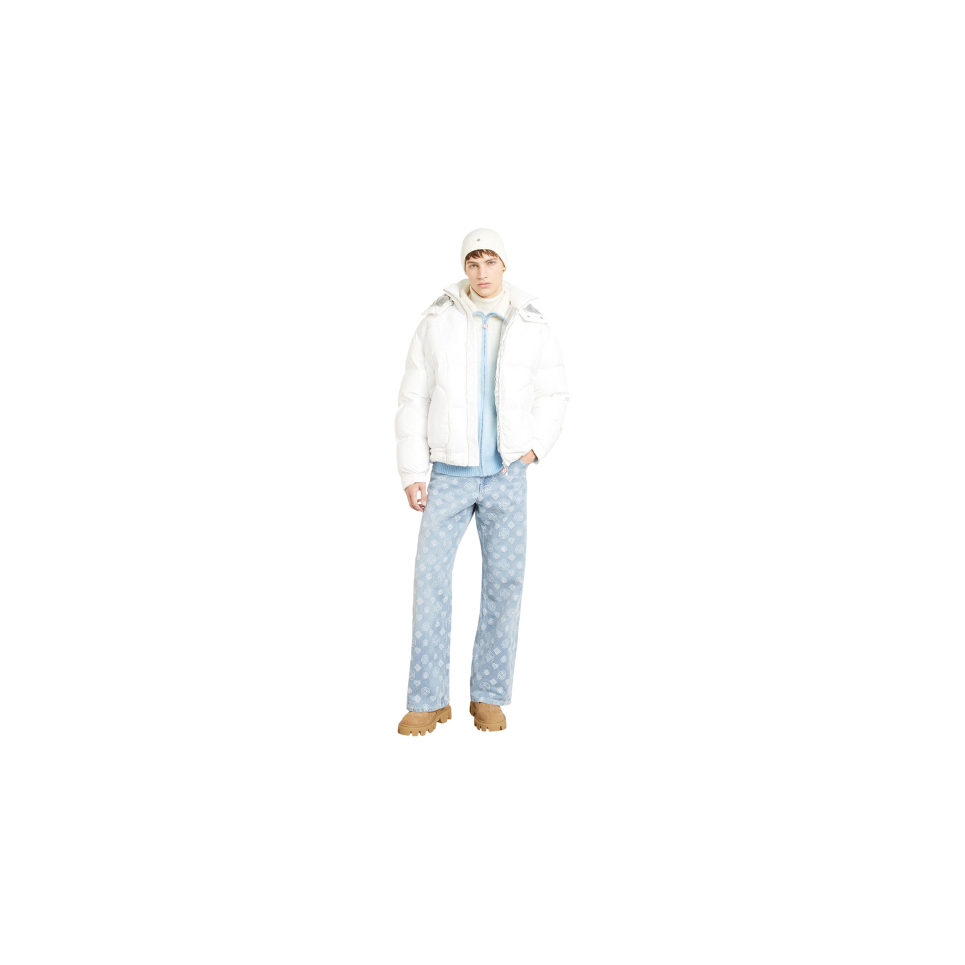 Casablanca Jeans Relaxed Fit Bleached Monogram Denim