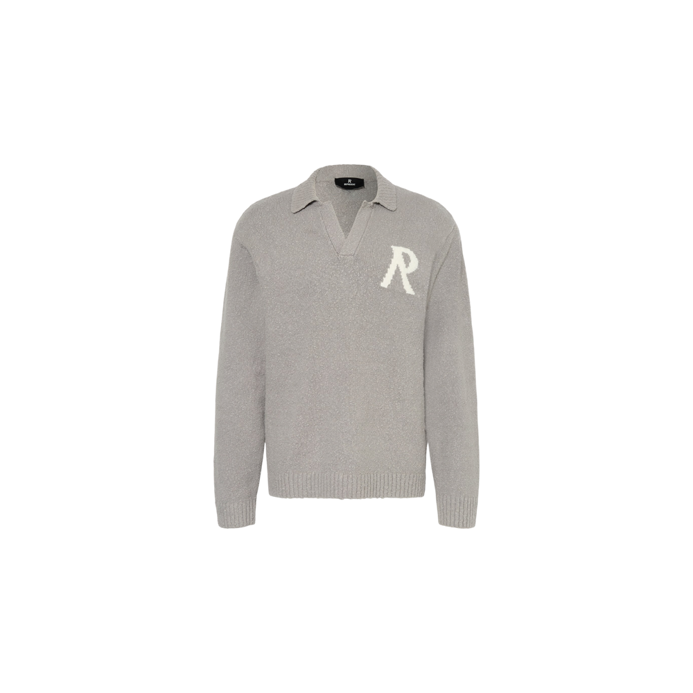 Represent Knitted Polo Shirt Gray / White