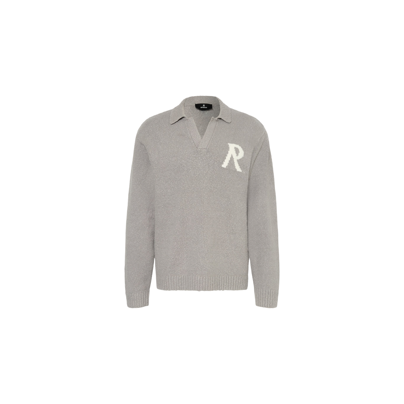 Represent Knitted Polo Shirt Gray / White