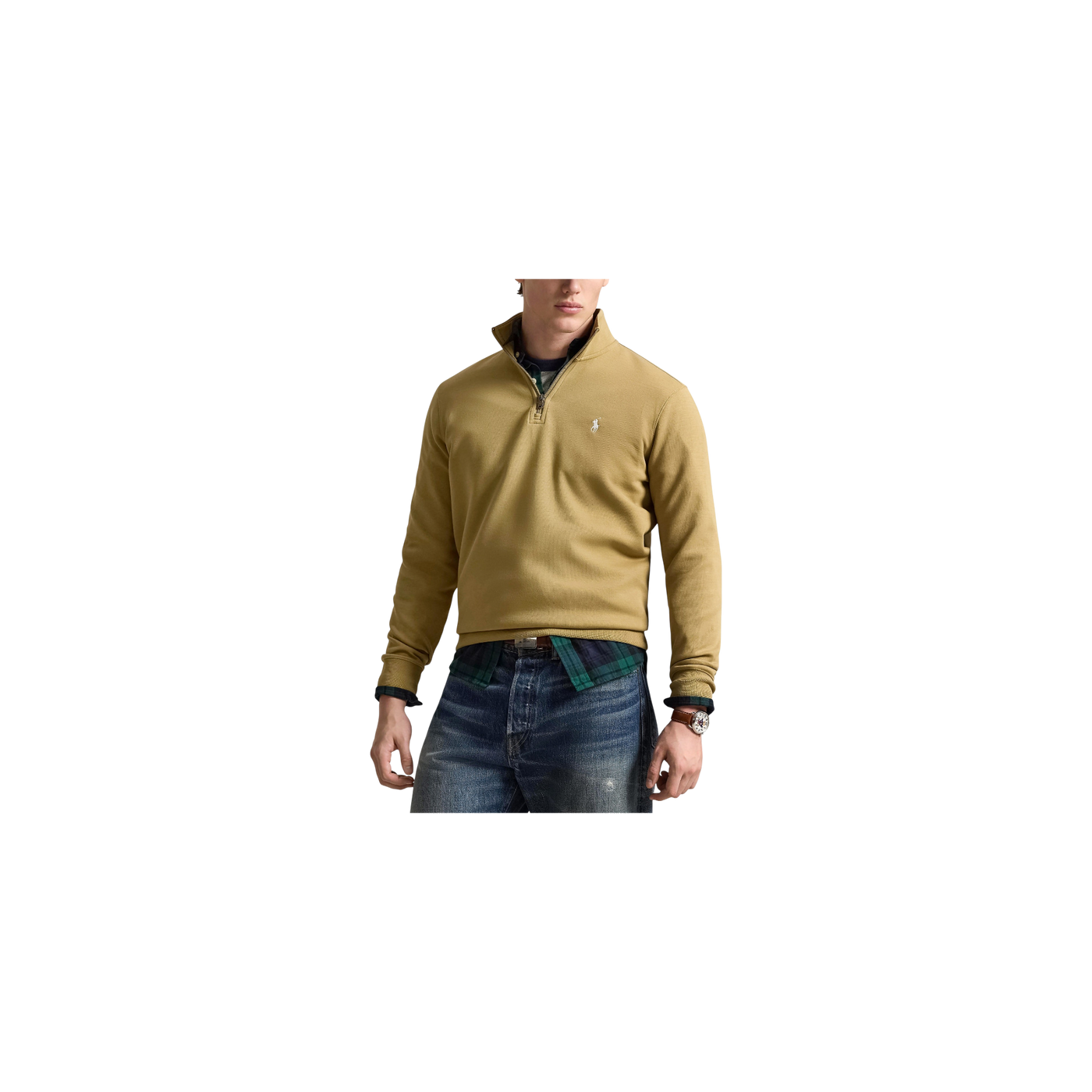 Polo Ralph Lauren Jersey Half-Zip Sweater Khaki / White