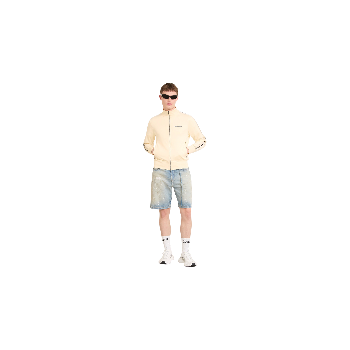 Palm Angels Sweatshirt Jacket Ecru / Black