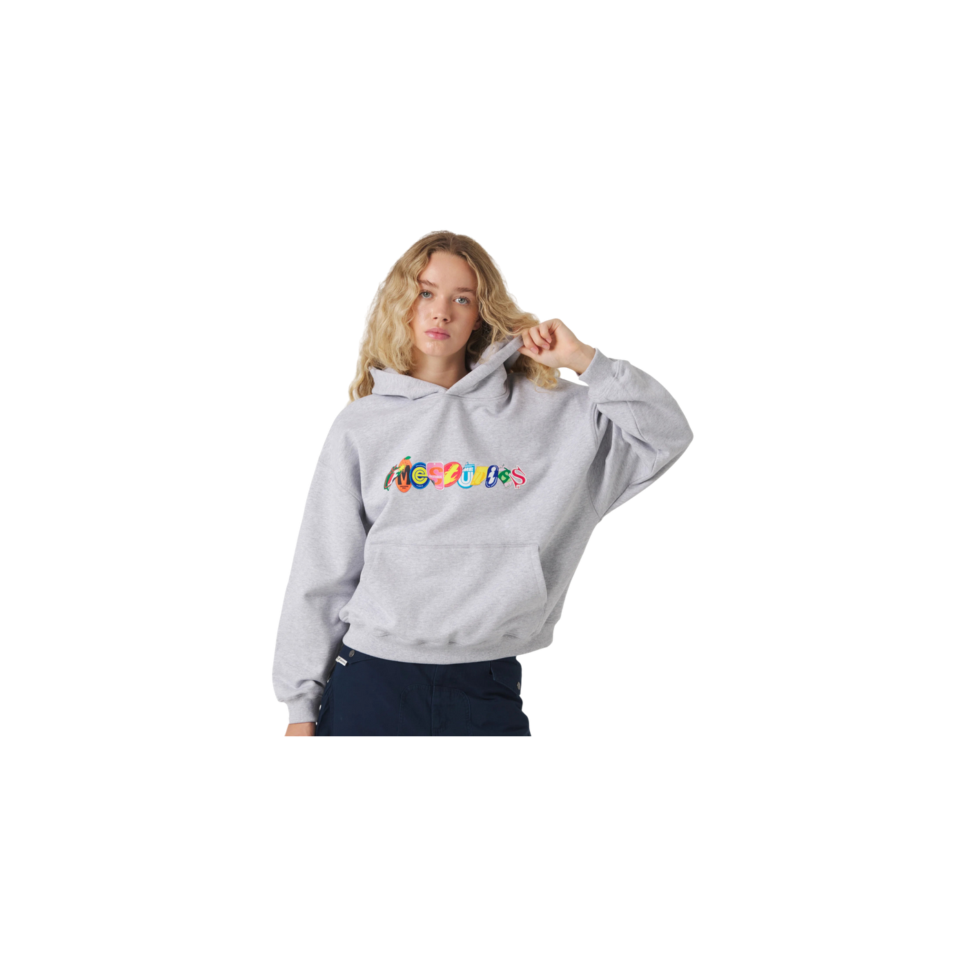 Eme Studios Stickers Grey Oversized Hoodie