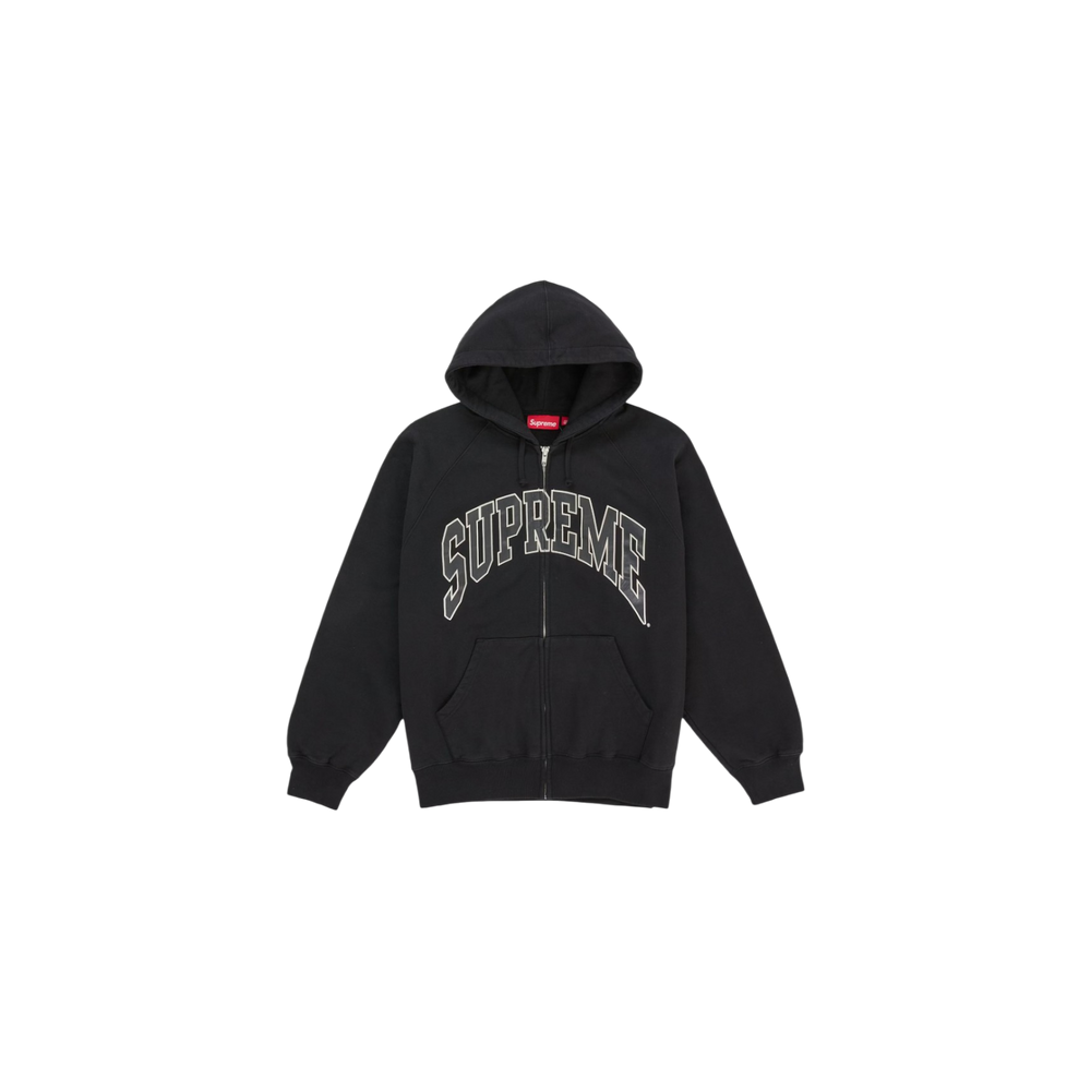 Supreme Cracked Raglan Zip Up Hooded Sweatshirt Black