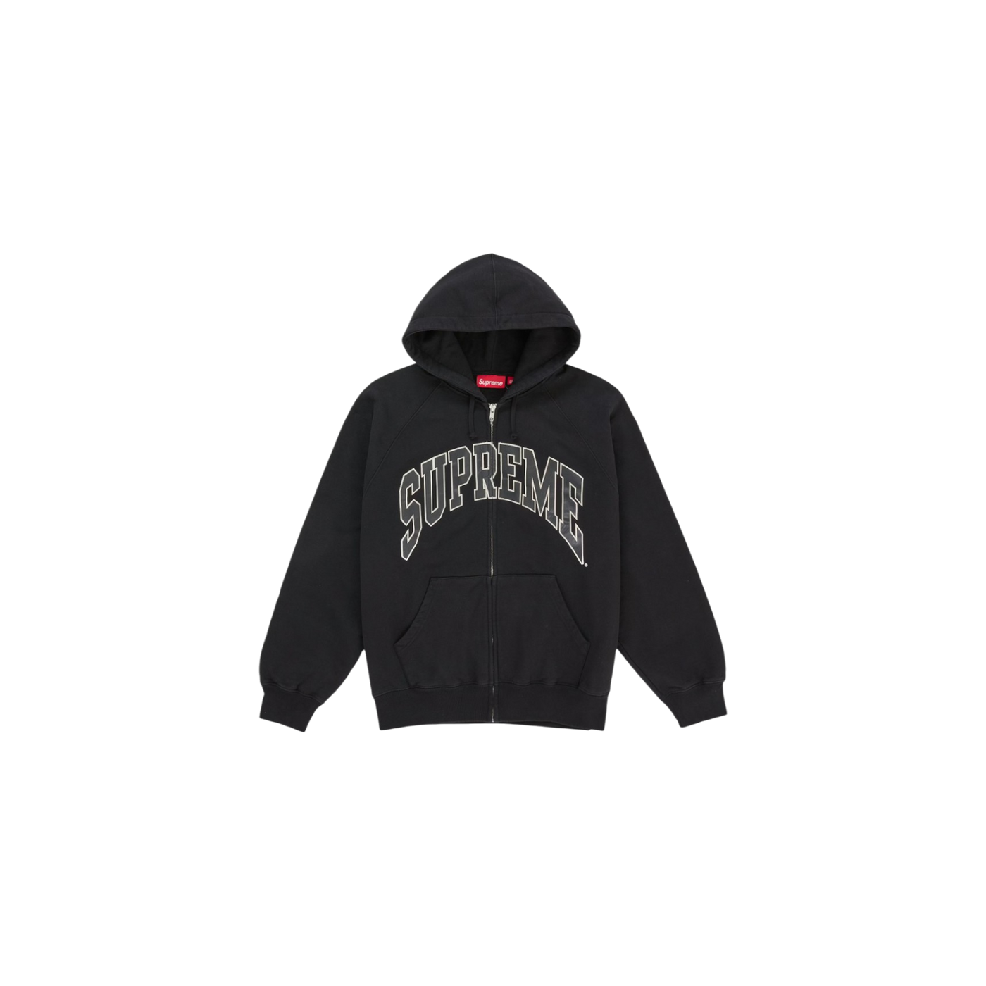 Supreme Cracked Raglan Zip Up Hooded Sweatshirt Black