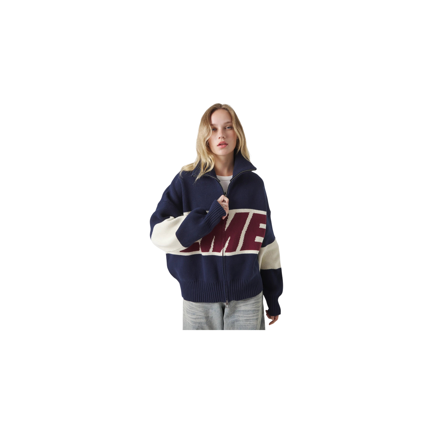 Eme Studios Thrill Navy Zipper Knit