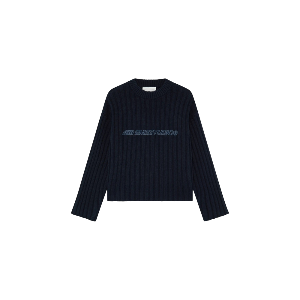 Eme Studios Tube Navy Knit Sweater