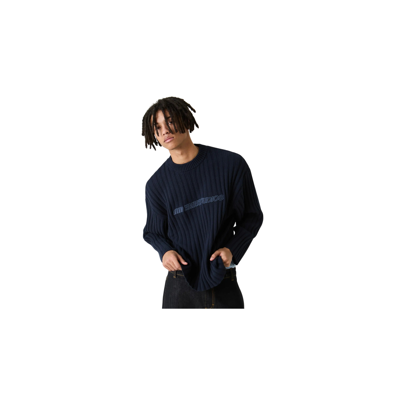 Eme Studios Tube Navy Knit Sweater