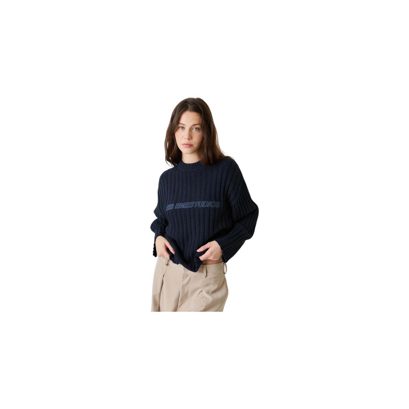 Eme Studios Tube Navy Knit Sweater