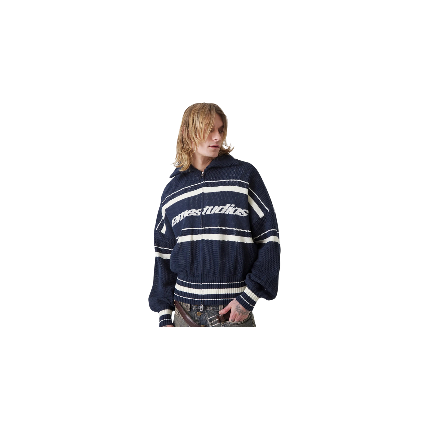 Eme Studios Unit Navy Zipper Knit