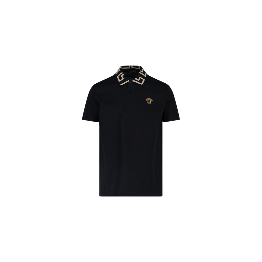 Versace Greca Short-Sleeved Straight Hem Polo Shirt