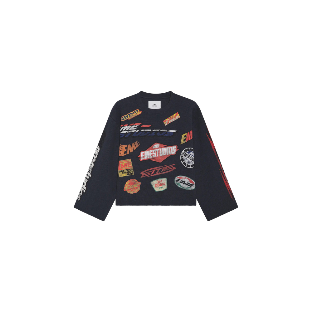 Eme Studios Waffle Navy Crewneck