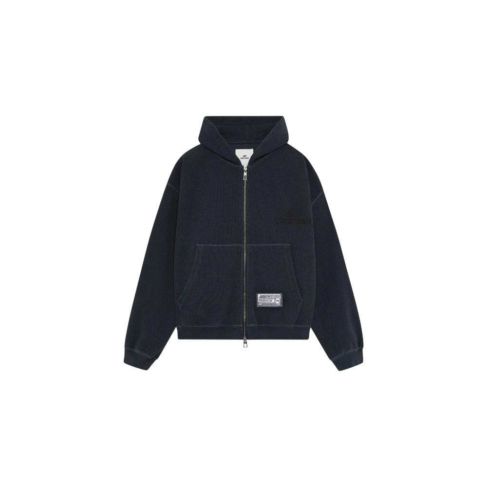 Eme Studios Waffle Navy Croped Boxy Full Zip