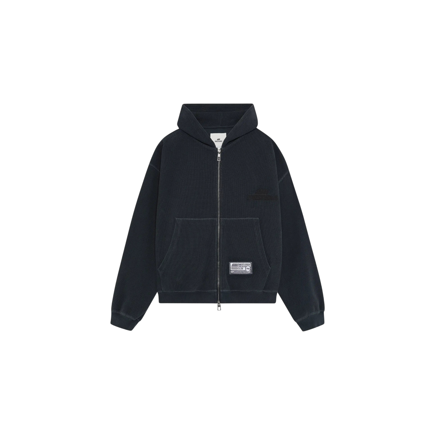 Eme Studios Waffle Navy Croped Boxy Full Zip